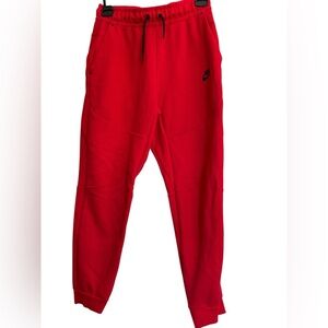 Nike Kids Fleece Joggers – Red & Black | Size Large
